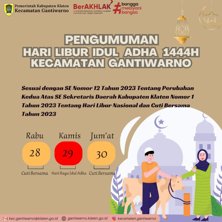 Pengumuman Hari Libur Dan Cuti Bersama Idul Adha 1444h2023 Kecamatan Gantiwarno 4208