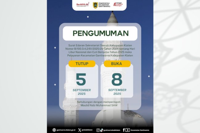Pengumuman Libur Maulid Nabi Muhammad SAW 1447 H / 2025 M