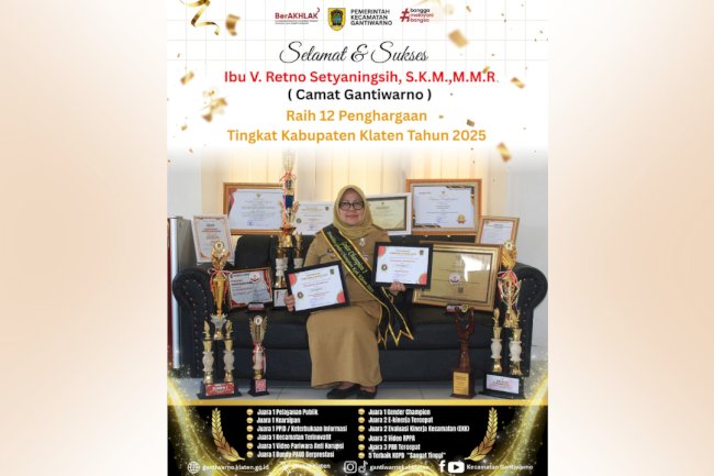 Camat Gantiwarno Borong 12 Penghargaan Kabupaten Klaten Tahun 2025