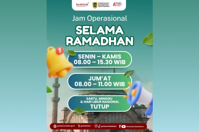 JAM OPERASIONAL PELAYANAN KECAMATAN SELAMA BULAN RAMADHAN 