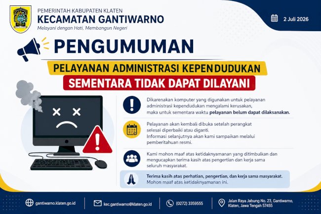 Pelayanan Administrasi Kependudukan Sementara Ditutup