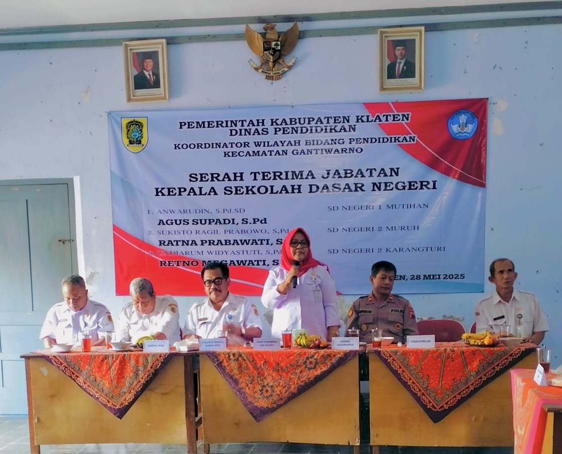 Serah Terima Jabatan Kepala Sekolah, Camat Gantiwarno Berharap Pendidikan Lebih Berkualitas