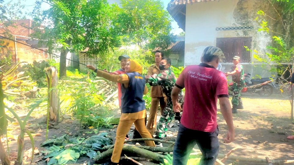 Camat Gantiwarno dan Relawan Kencana Sigap Bersihkan Puing Pascahujan dan Angin Kencang