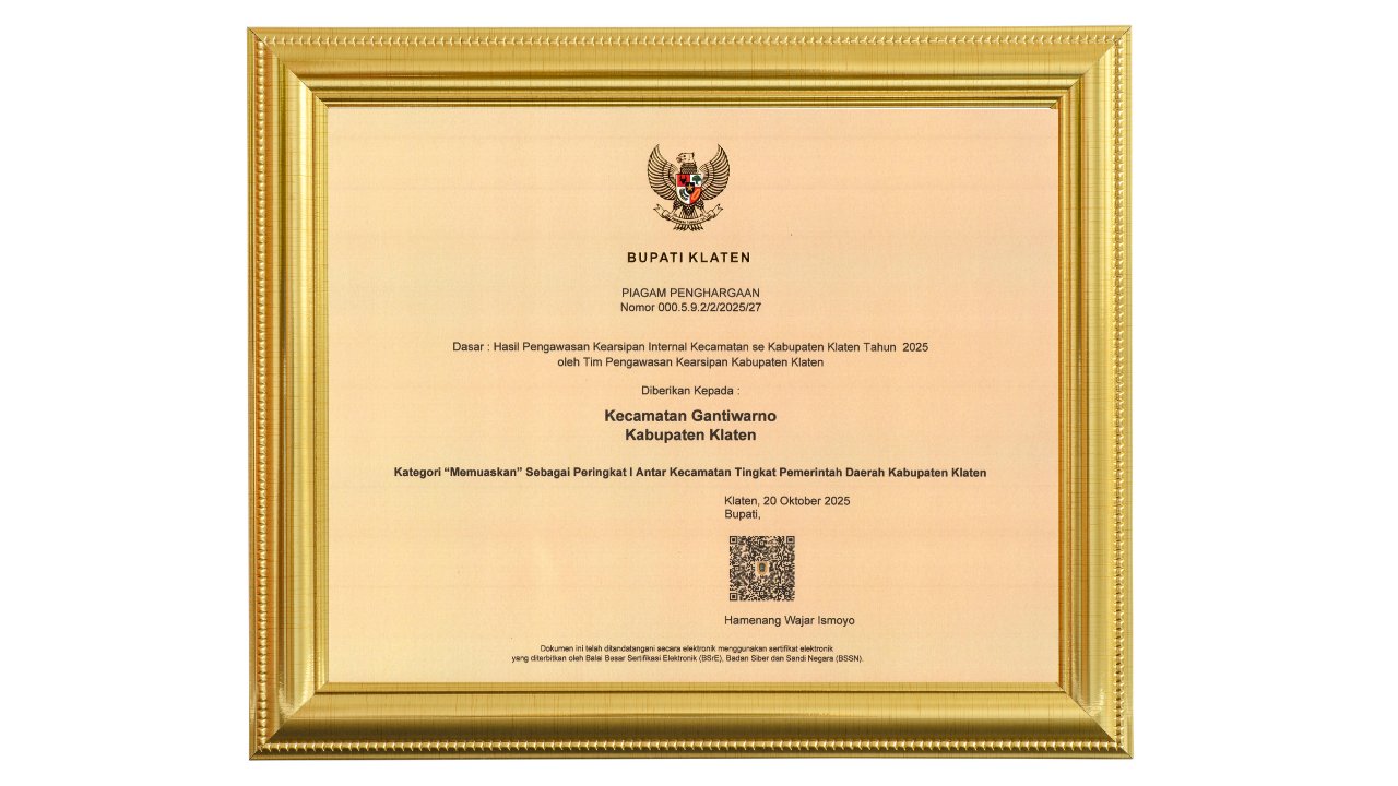 Gantiwarno Unggul! Peringkat 1 Kearsipan se-Kabupaten Klaten Tahun 2025